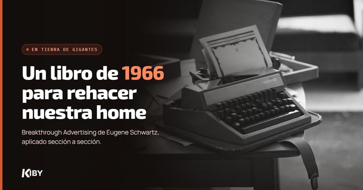 Máquina de escribir antigua en blanco y negro, con el título Un libro de 1966 para rehacer nuestra home