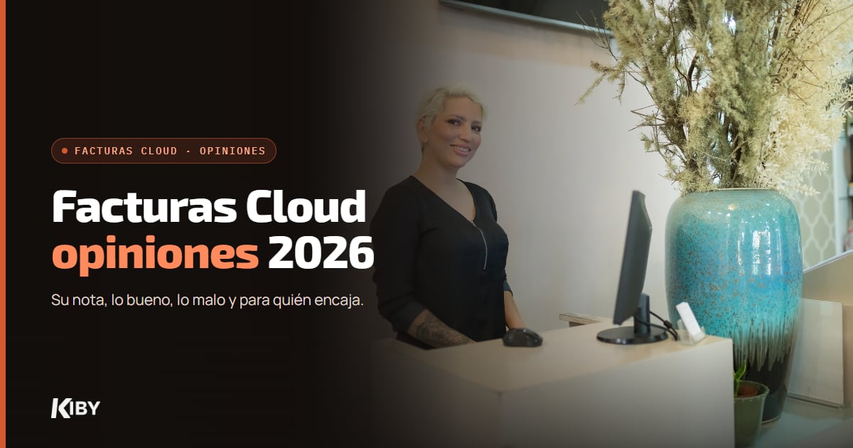 Dueña de un salón en su mostrador, con el título Facturas Cloud opiniones 2026