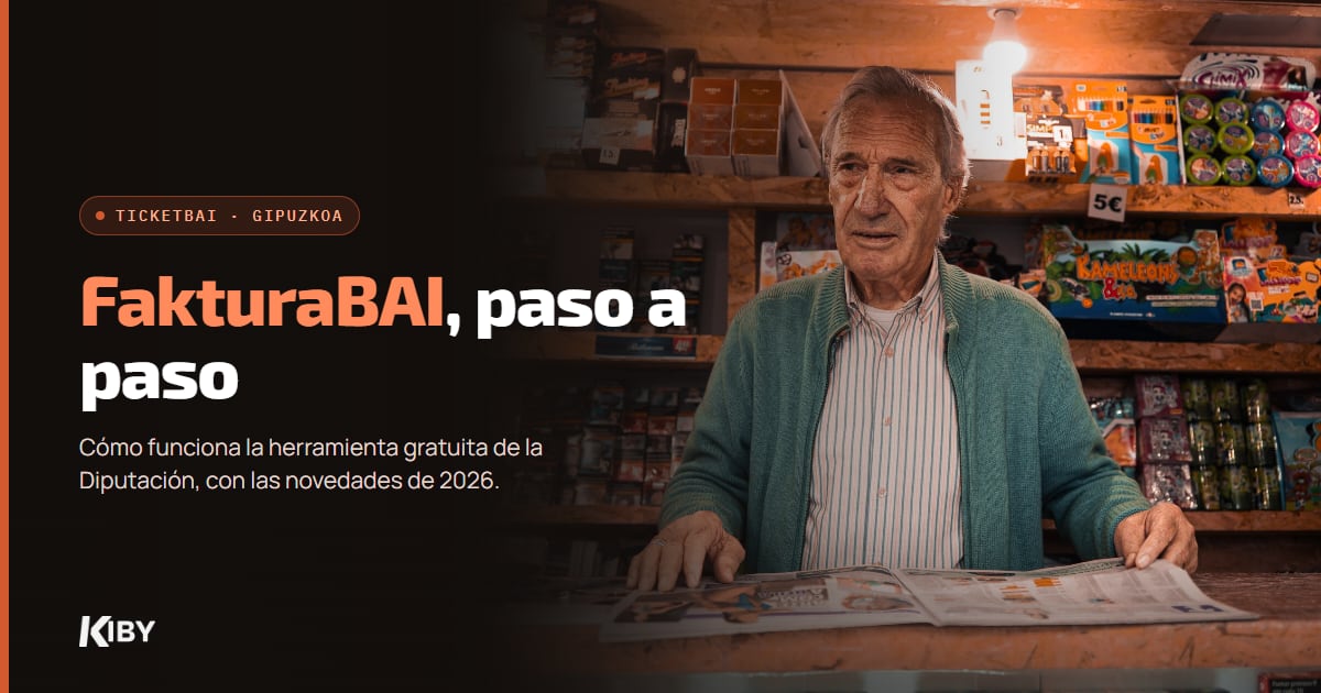 Dueño de un quiosco en su mostrador, con el título FakturaBAI paso a paso