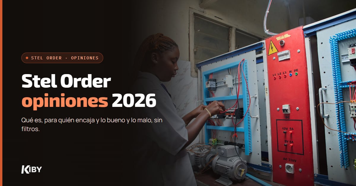 Técnica revisando un cuadro eléctrico, con el título Stel Order opiniones 2026